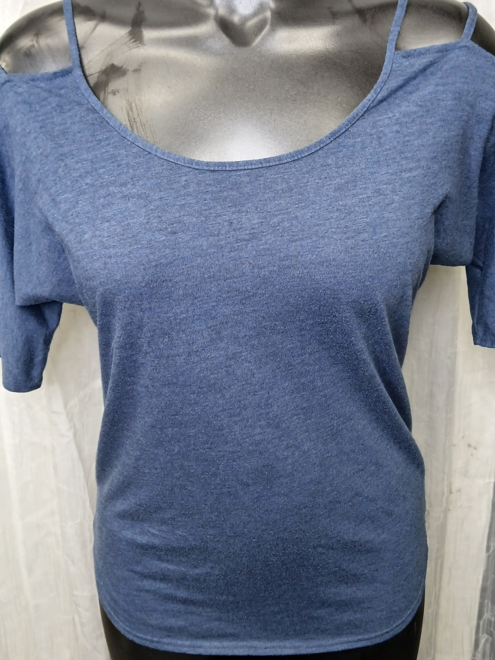 VENUS Blue Cold-Shoulder Scoop Neck Tank Top